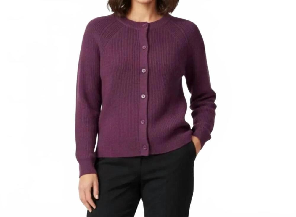 NEW KATE SPADE saturday button ribbed knit sweater in purple